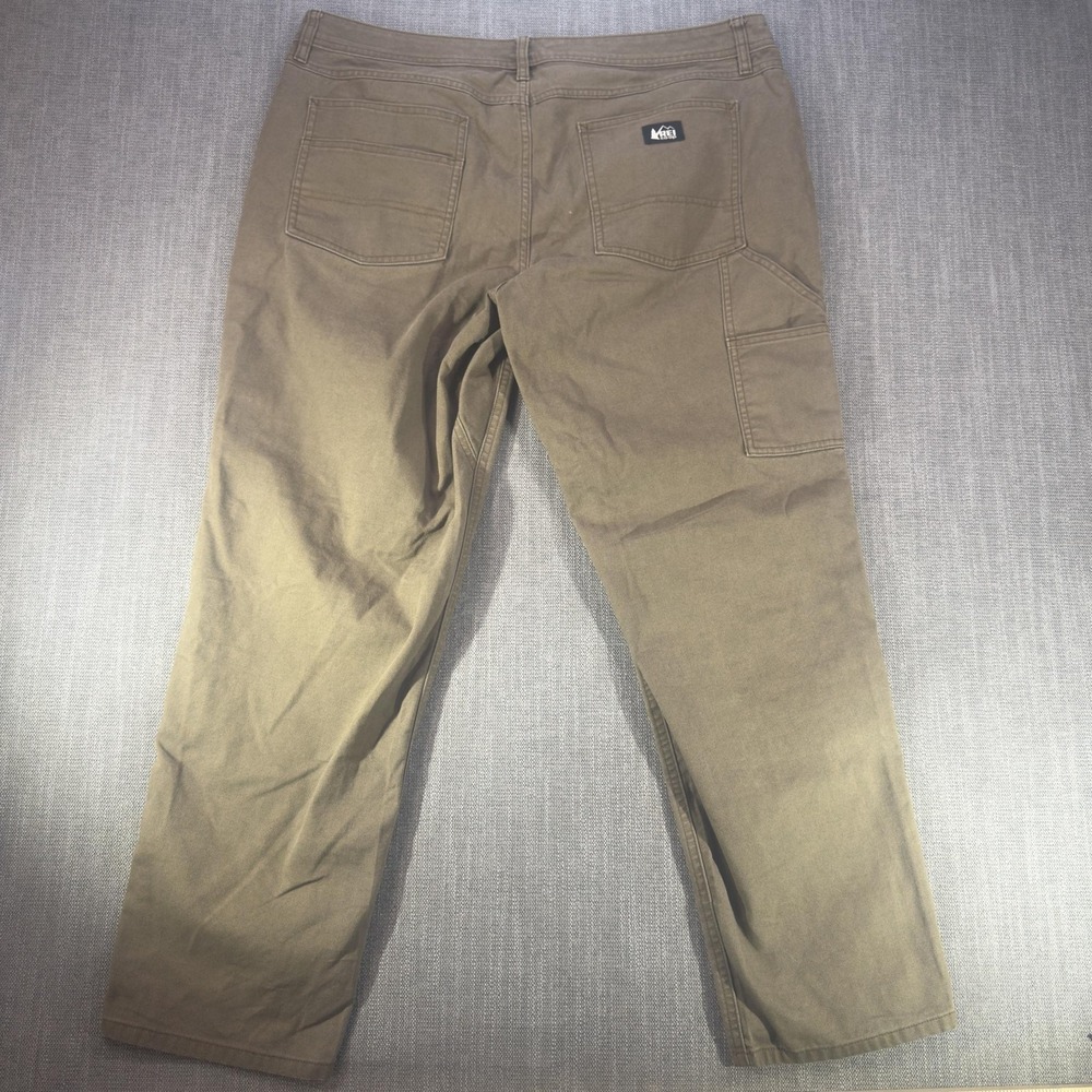 REI Co-op Pants Mens 40x32 Brown Canvas Straight Leg Hiking Outdoor Workwear - Picture 6 of 7